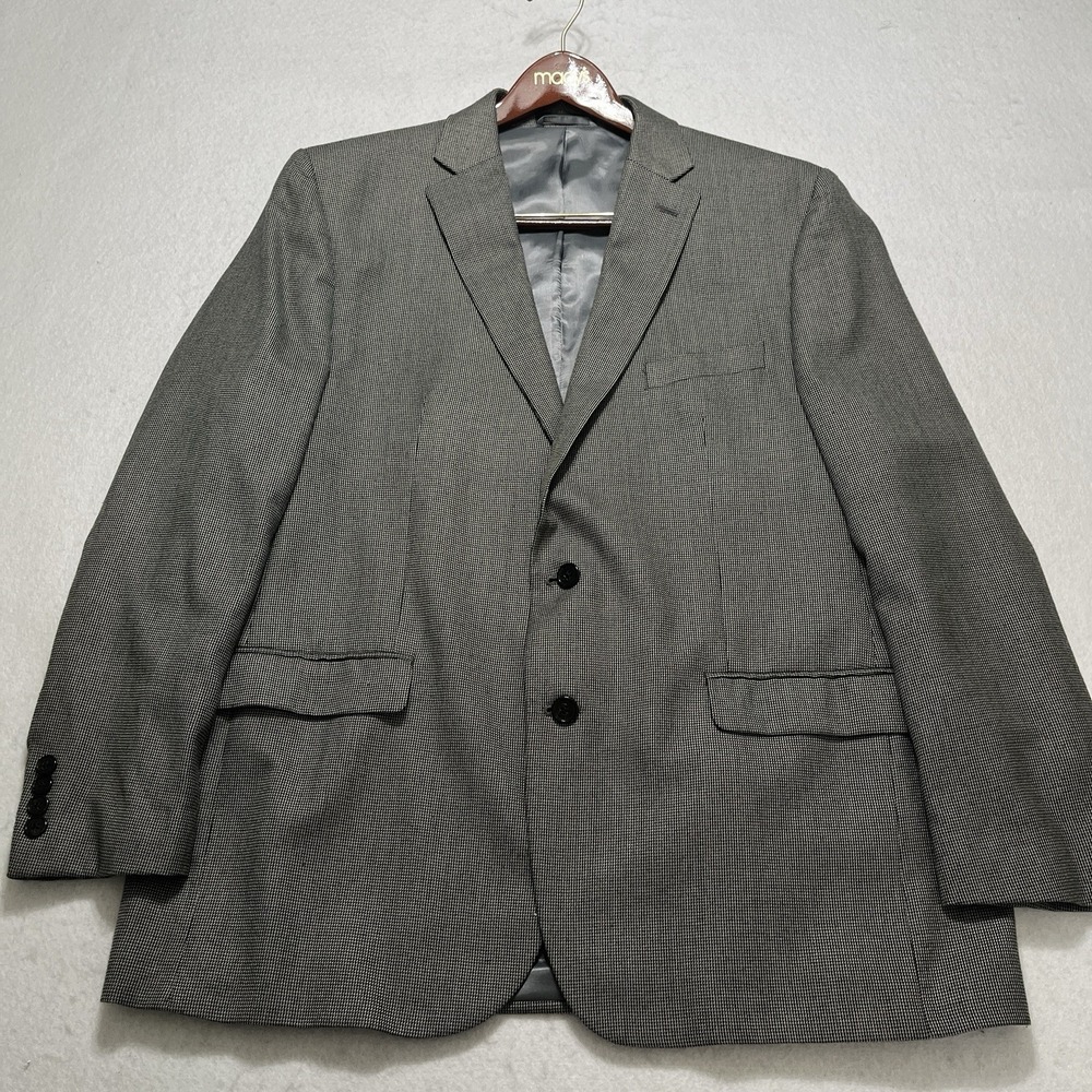 Lauren Ralph Lauren‎ Blazer Suit Jacket Men's 46 L Houndstooth Gray Blue Jordan